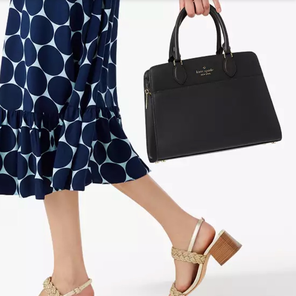 KATE SPADE Madison Saffiano Leather Medium Satchel BLACK COLOR - Picture 2 of 16